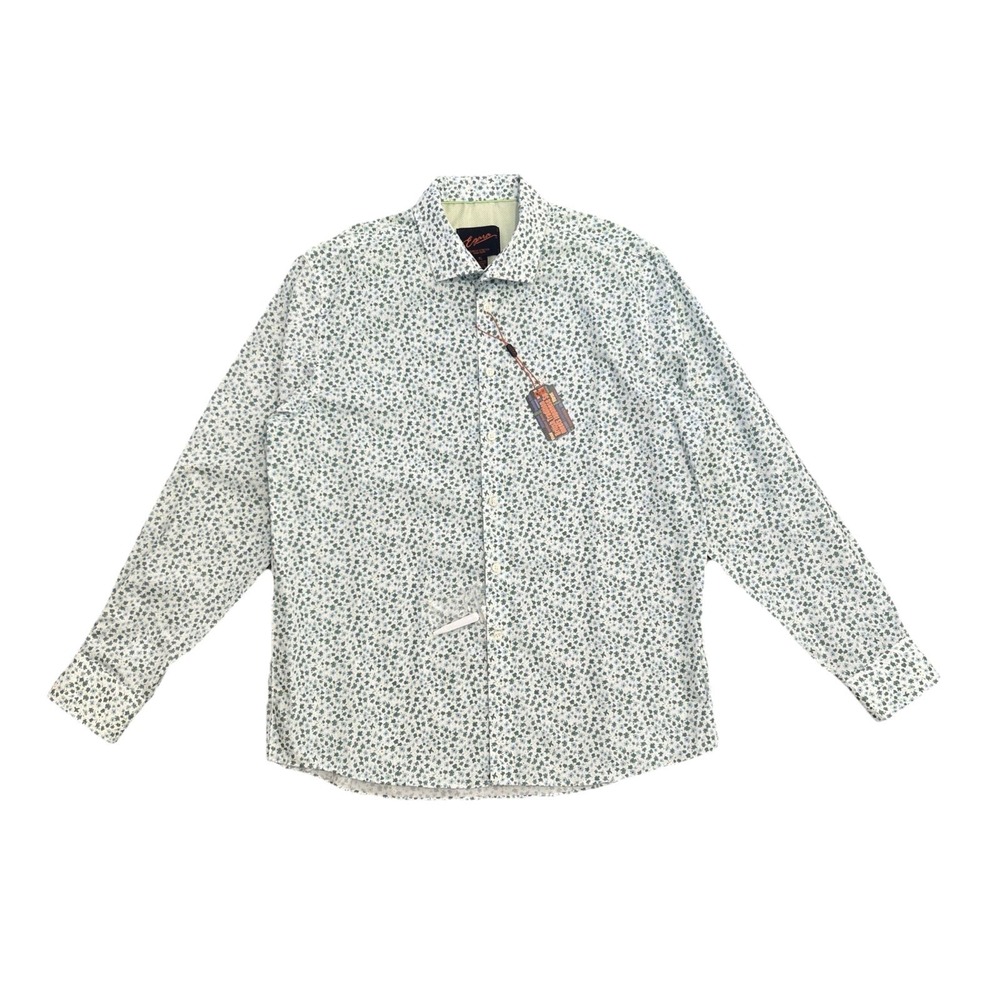 Egara Slim Fit Stretch Non Iron Floral Button Up Long Sleeve Shirt Men's‎ XL NWT